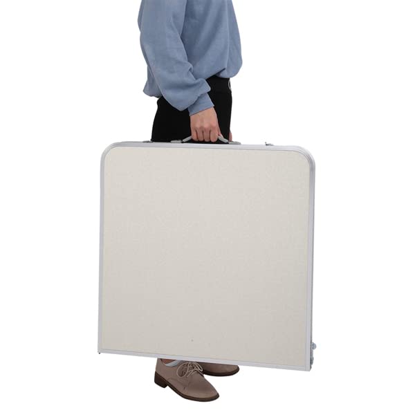 Aluminum Portable Folding Table 4 Foot White Adjustable Height V7482