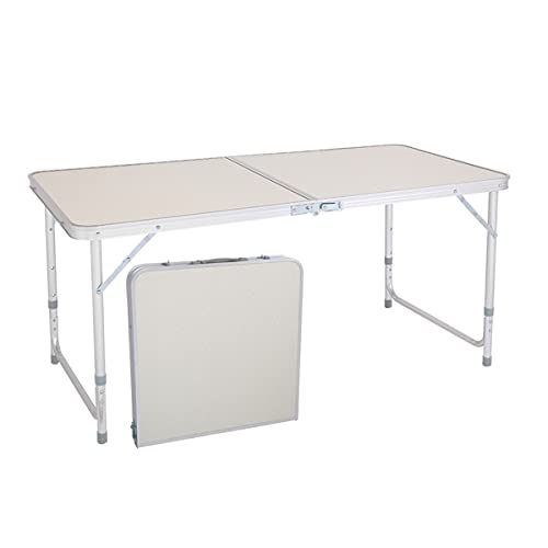 Aluminum Portable Folding Table 4 Foot White Adjustable Height V7482