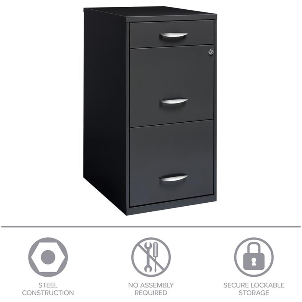 3 Drawer Charcoal Metal Filing Cabinet O93752