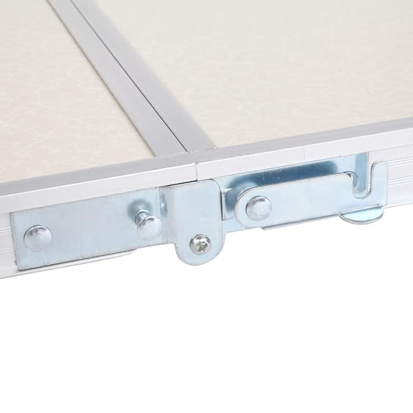 Aluminum Portable Folding Table 4 Foot White Adjustable Height V7482