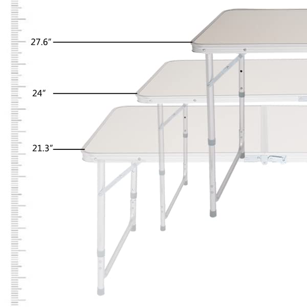 Aluminum Portable Folding Table 4 Foot White Adjustable Height V7482