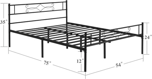 14" Full Size Metal Platform Bed Frame with Headboard J30937