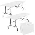 2 Pack 6 Feet Portable Folding Table White Plastic Q736