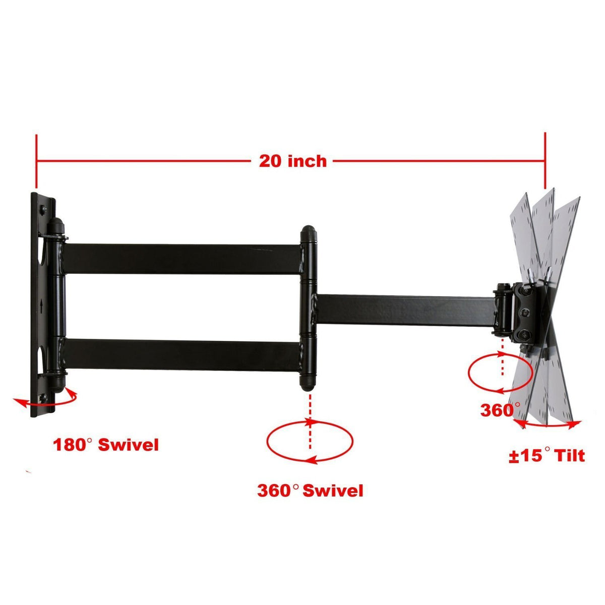 Single Stud Swing Arm TV Wall Mount E341352