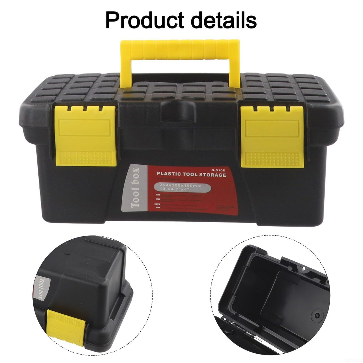 10 Inch Black Plastic Tool Storage Box F297709