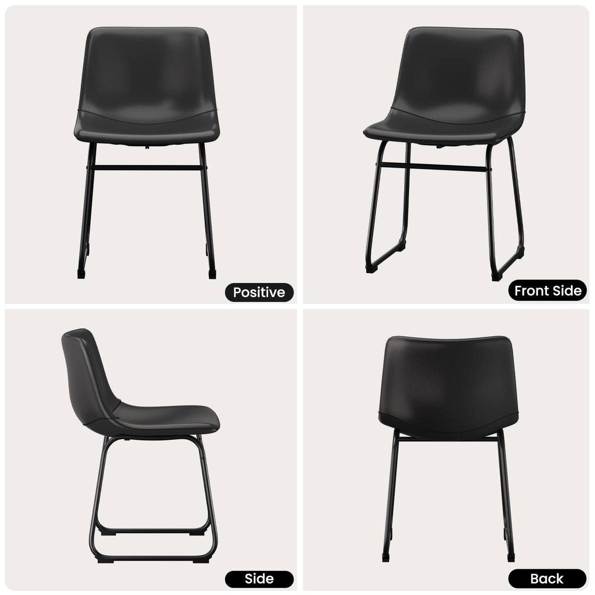 Black PU Leather Dining Chairs Set of 2 I7841