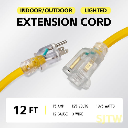 12 Ft Lighted Outdoor Extension Cord P2869