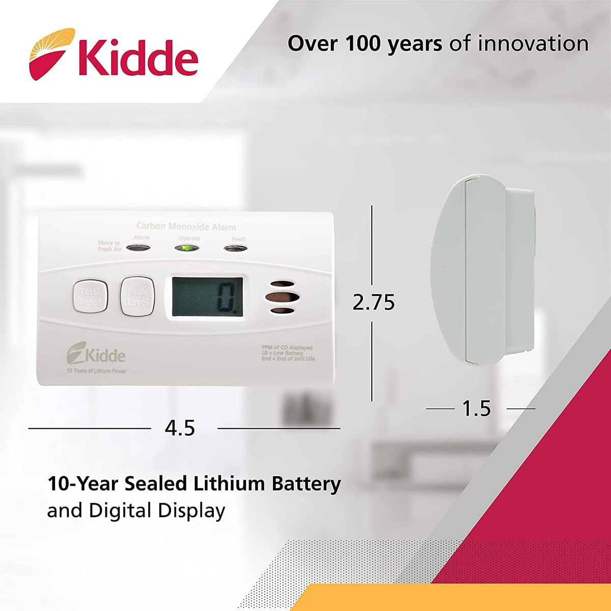 Carbon Monoxide Detector with 10-Year Battery, Digital Display, 2 Pack S77929