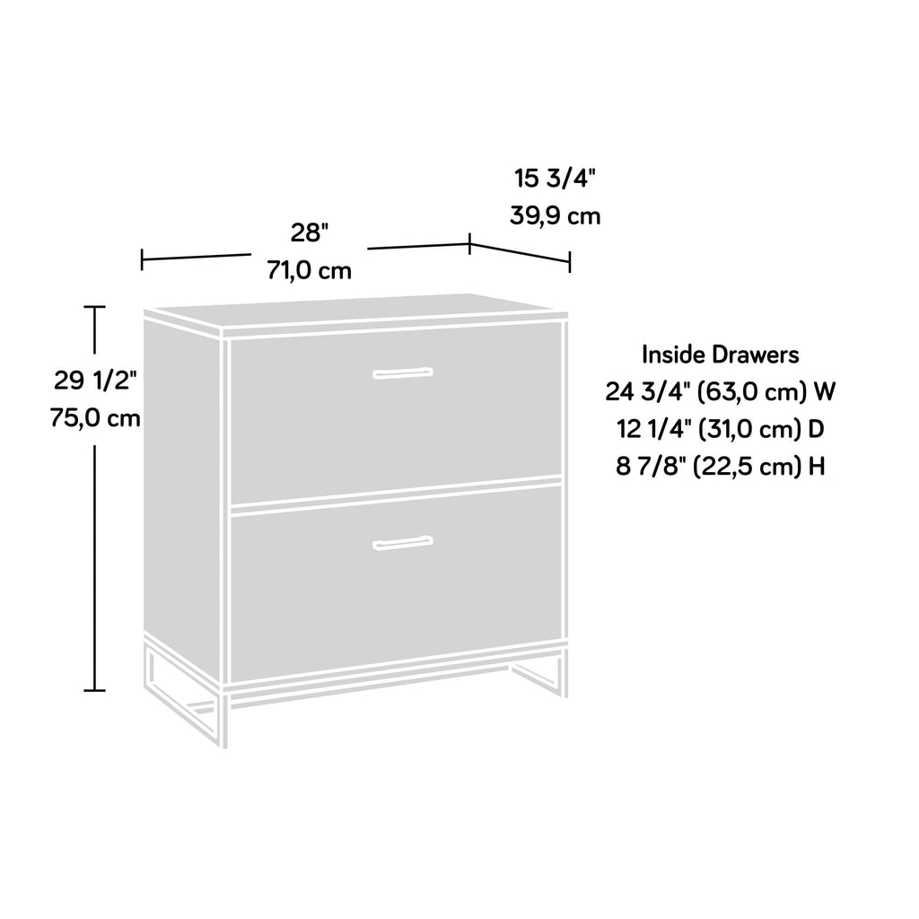 2-Drawer Wood File Cabinet with Metal Frame V934