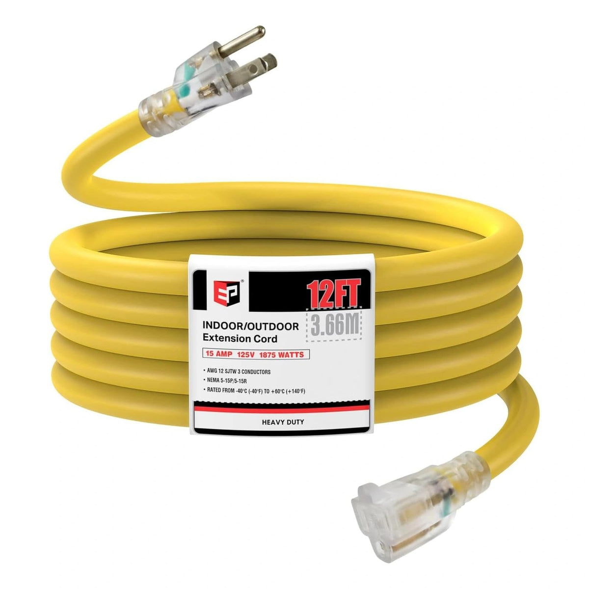 12 Ft Lighted Outdoor Extension Cord P2869
