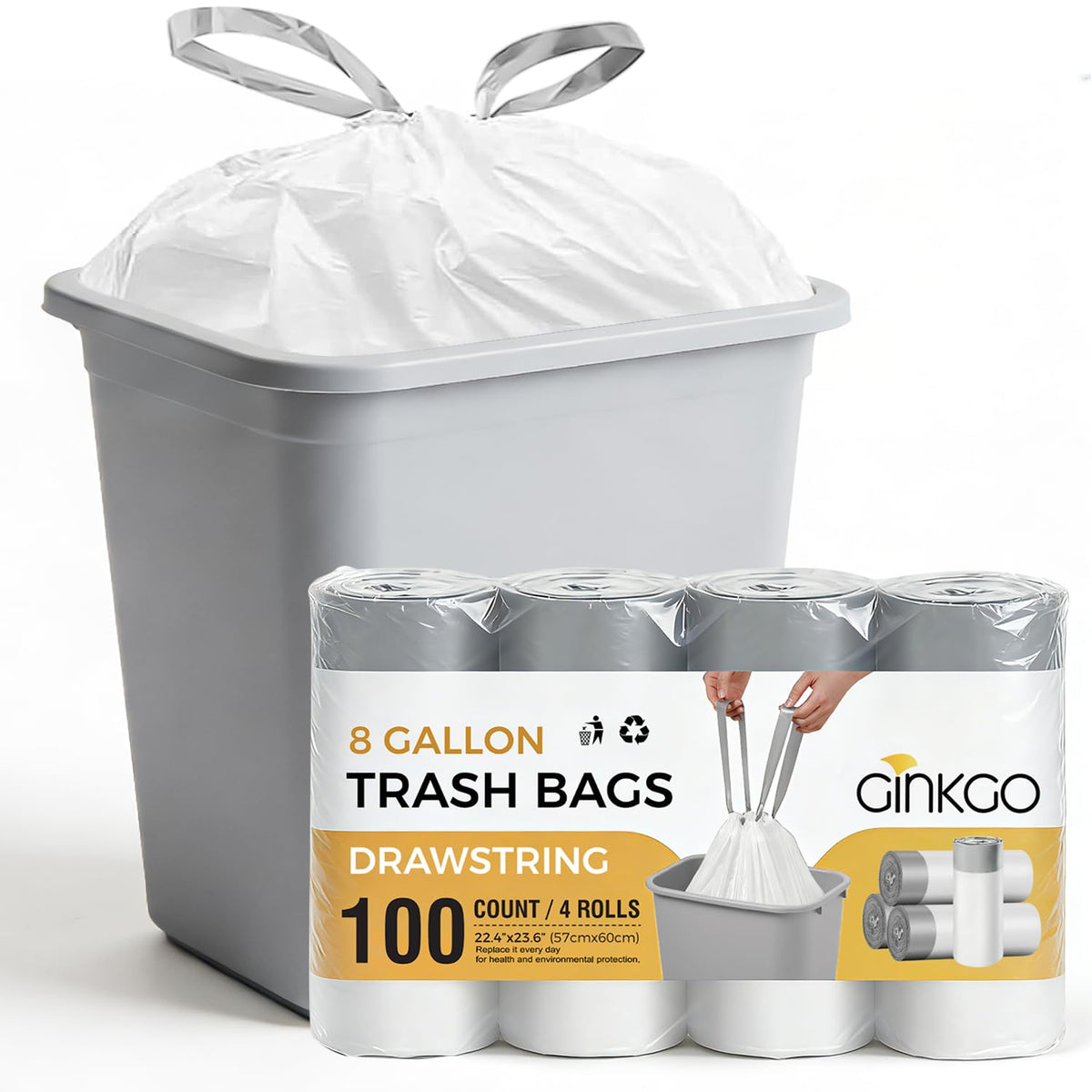8 Gallon Drawstring Trash Bags D13968