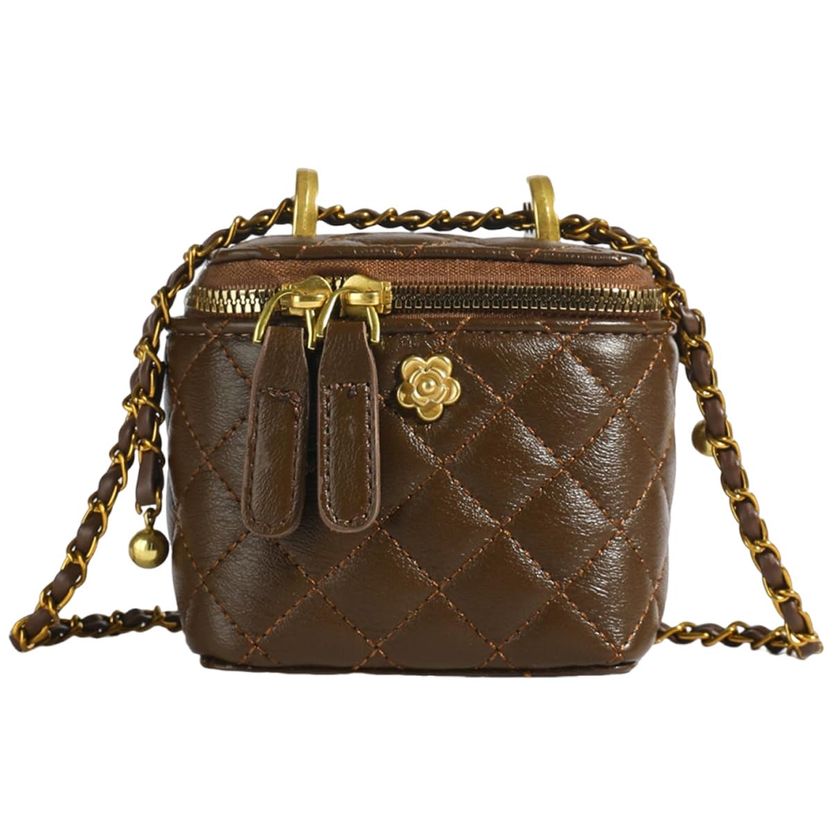 Quilted Leather Crossbody Bag with Chain Strap G13878