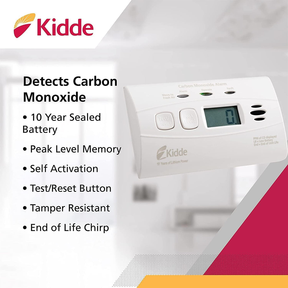 Carbon Monoxide Detector with 10-Year Battery, Digital Display, 2 Pack S77929