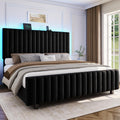 Queen Size Velvet Upholstered Platform Bed Frame with Adjustable Headboard O31425
