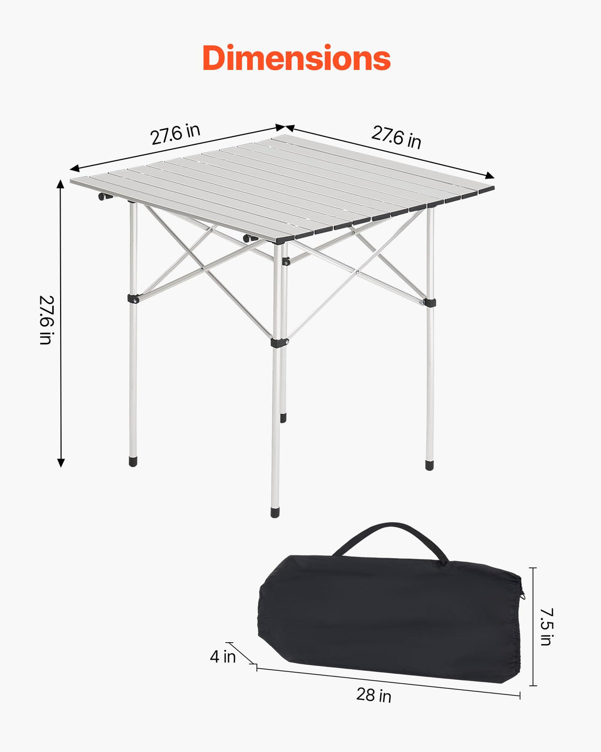 Folding Camping Table 28 inch Silver G391278