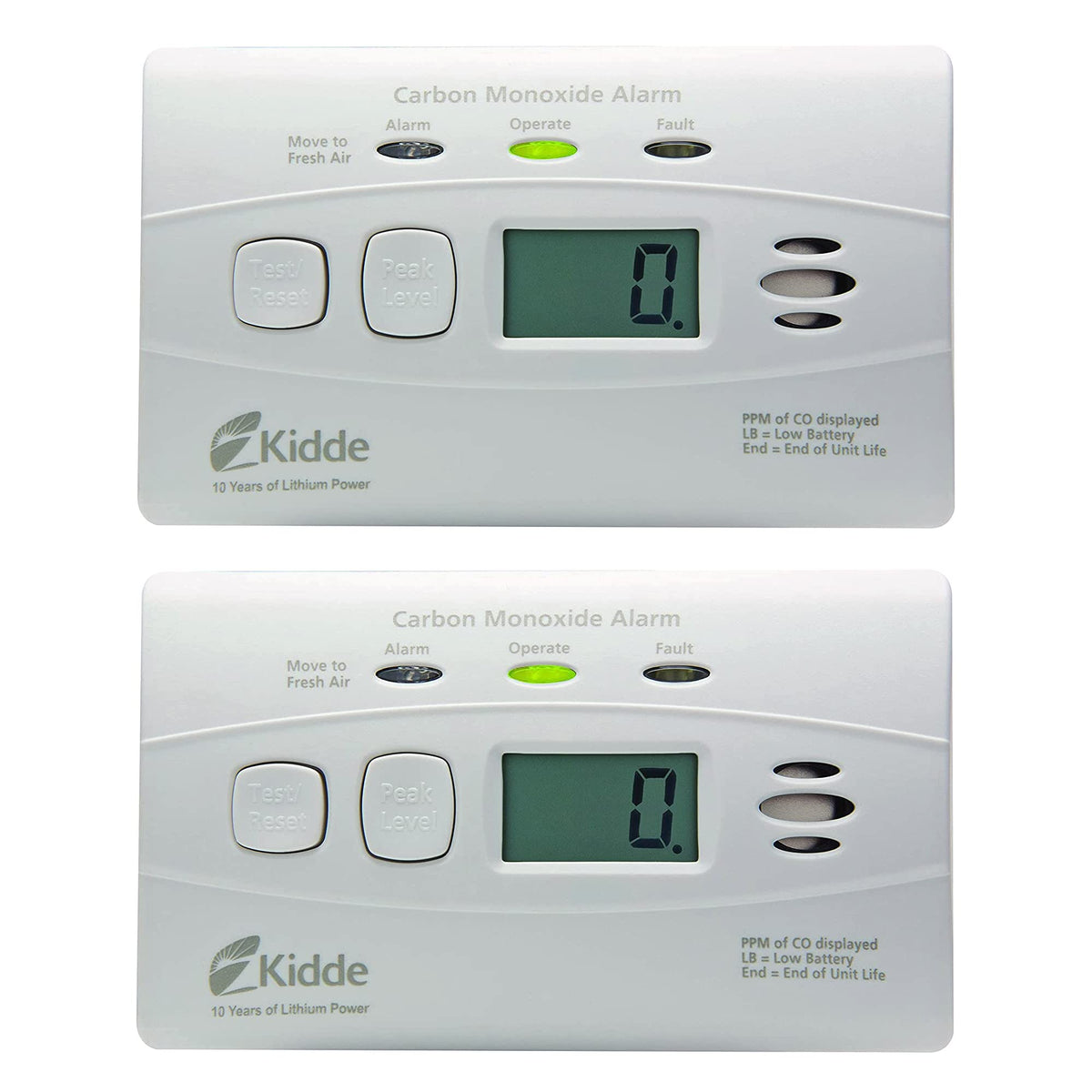 Carbon Monoxide Detector with 10-Year Battery, Digital Display, 2 Pack S77929
