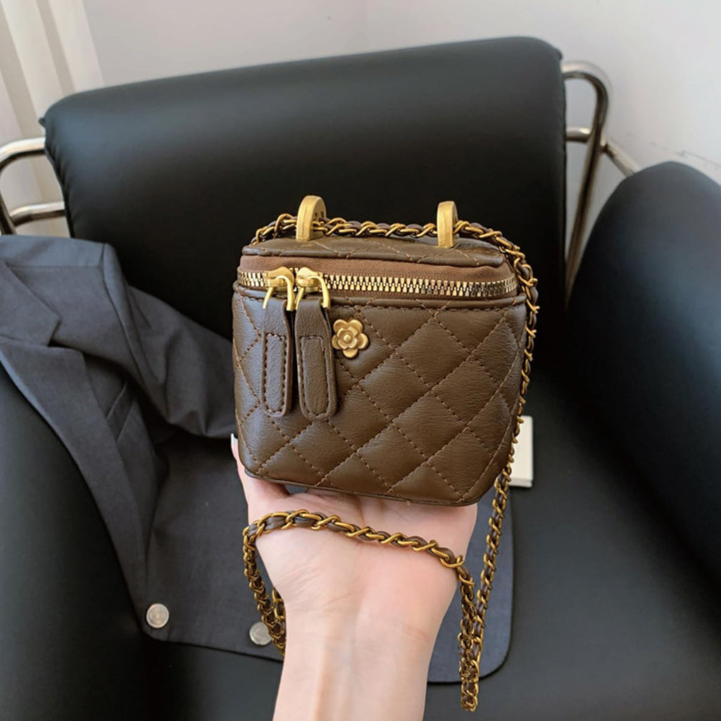 Quilted Leather Crossbody Bag with Chain Strap G13878