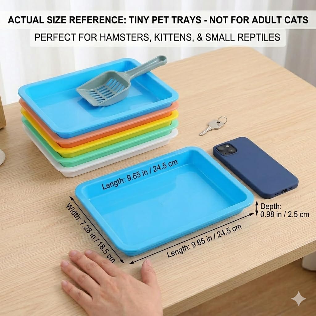 6 Pcs Low Entry Portable Litter Box with Scooper U1559