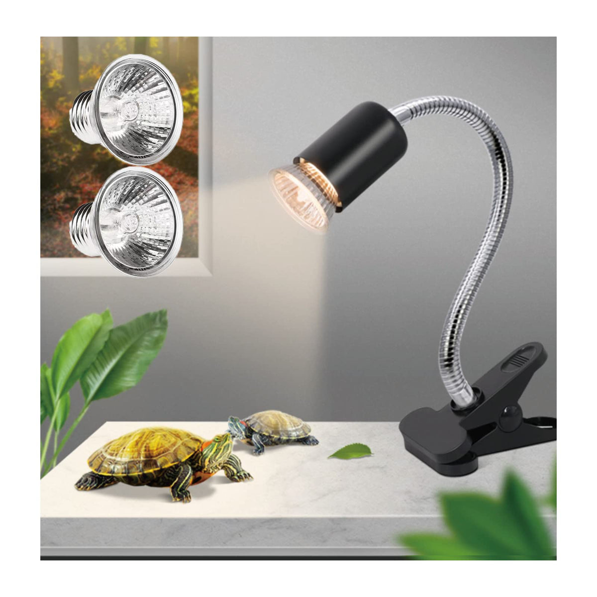 UVA UVB Reptile Heat Lamp with Two Heat Bulbs K6884