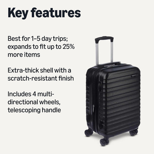 21" Black Hardside Carry-On Luggage with Spinner Wheels U20608