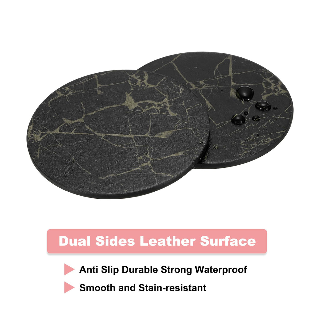 Round Drink Coasters Set of 6 Dual Sided Non-Slip Waterproof Leather M863