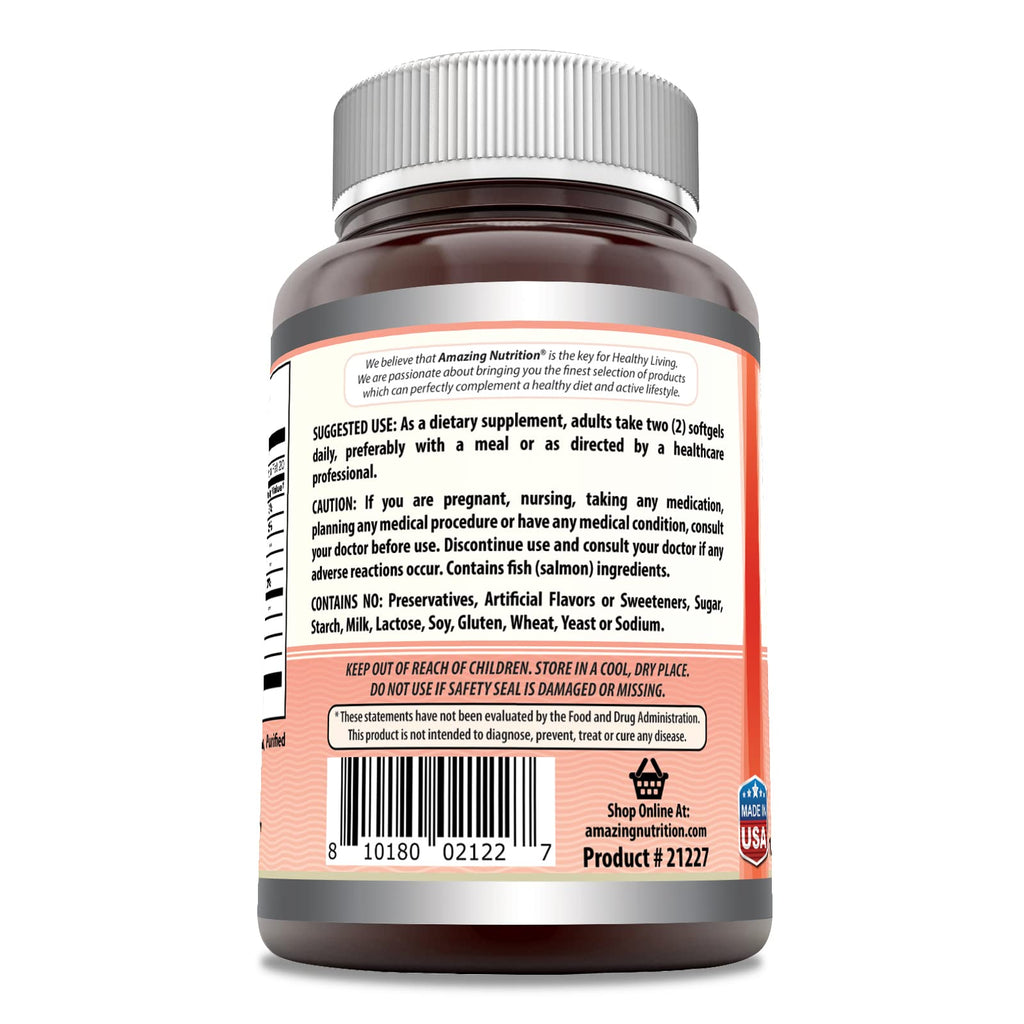 Wild Alaskan Salmon Oil 2000 Mg 180 Softgels Non-GMO Gluten-Free L1723