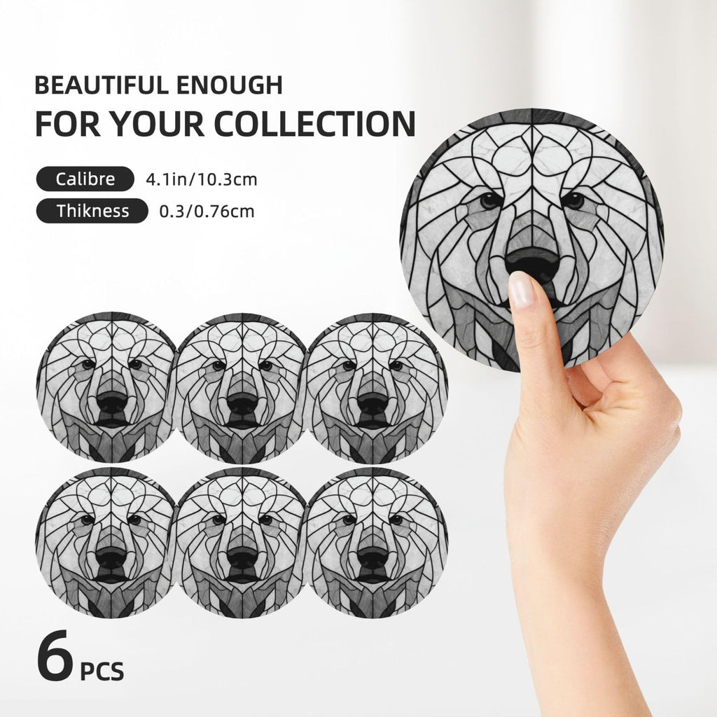 Black and White Bear Ceramic Coasters Set of 6 V248976