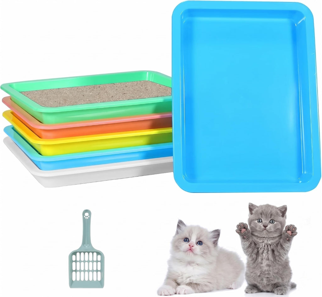 6 Pcs Low Entry Portable Litter Box with Scooper U1559