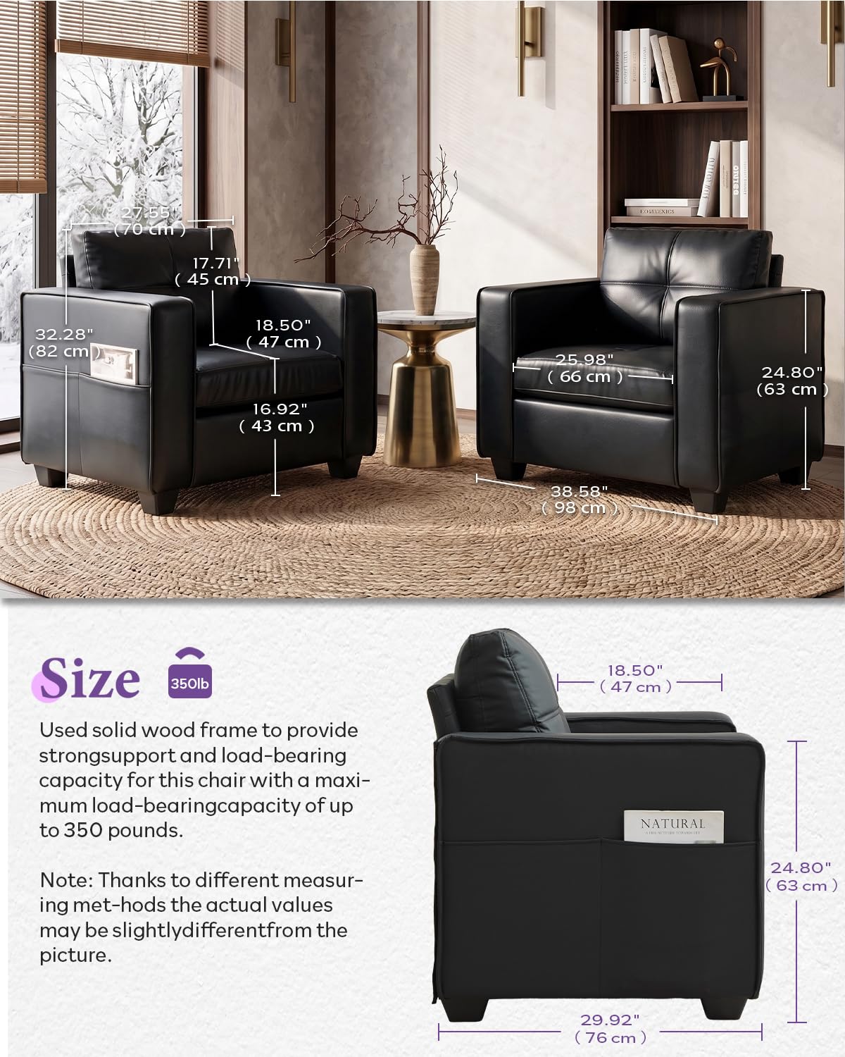 Black Faux Leather Oversized Tufted Accent Chair S6126