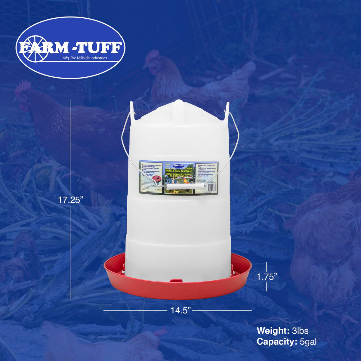5 Gallon Plastic Poultry Waterer F5216