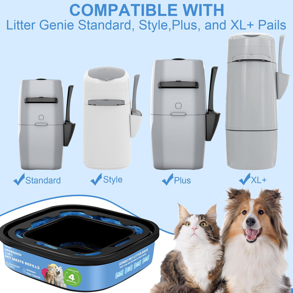 Dog Cat Poop Litter Bags 4 Pack Refill Bags K992