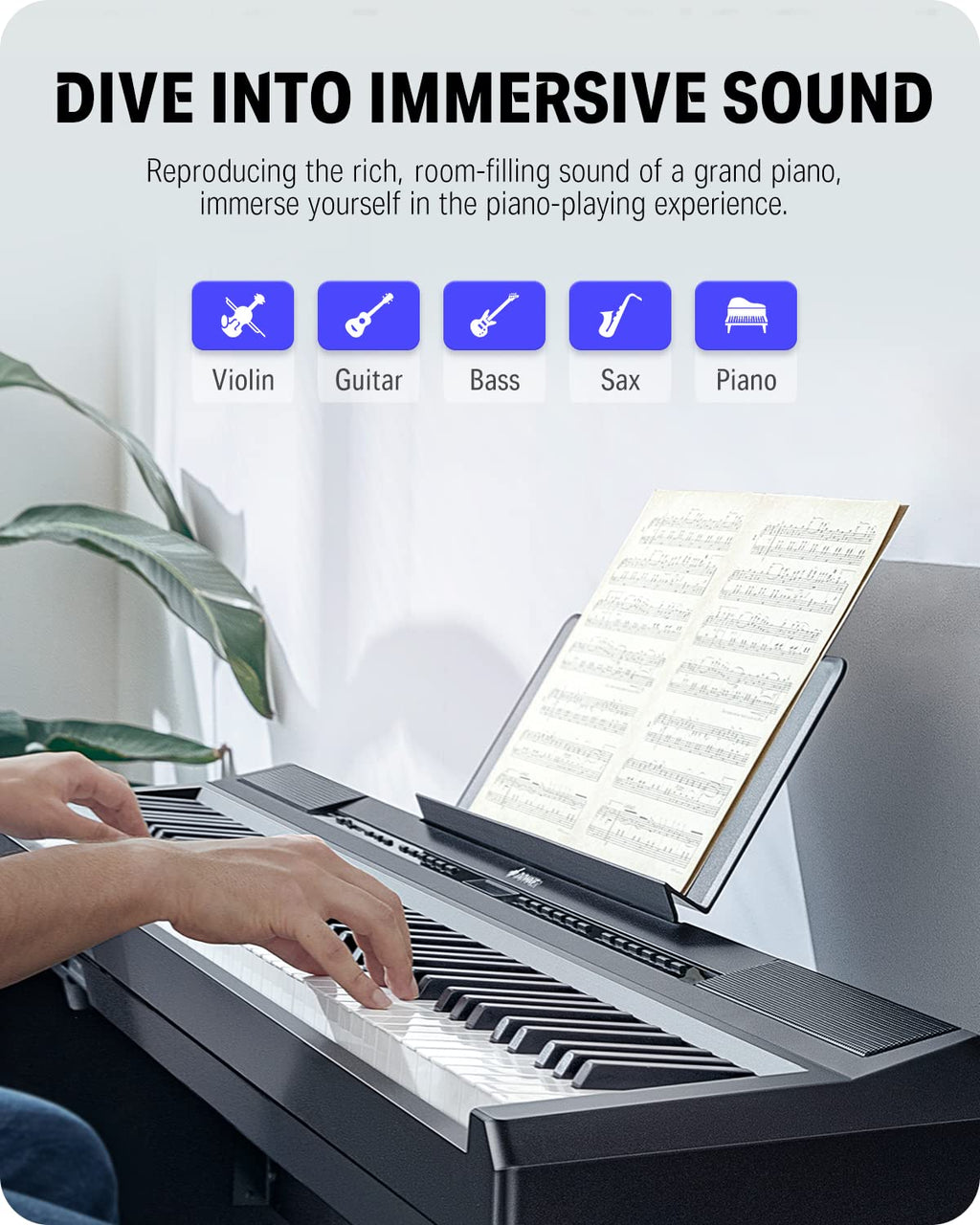 88 Key Weighted Digital Piano with Sustain Pedal X9441
