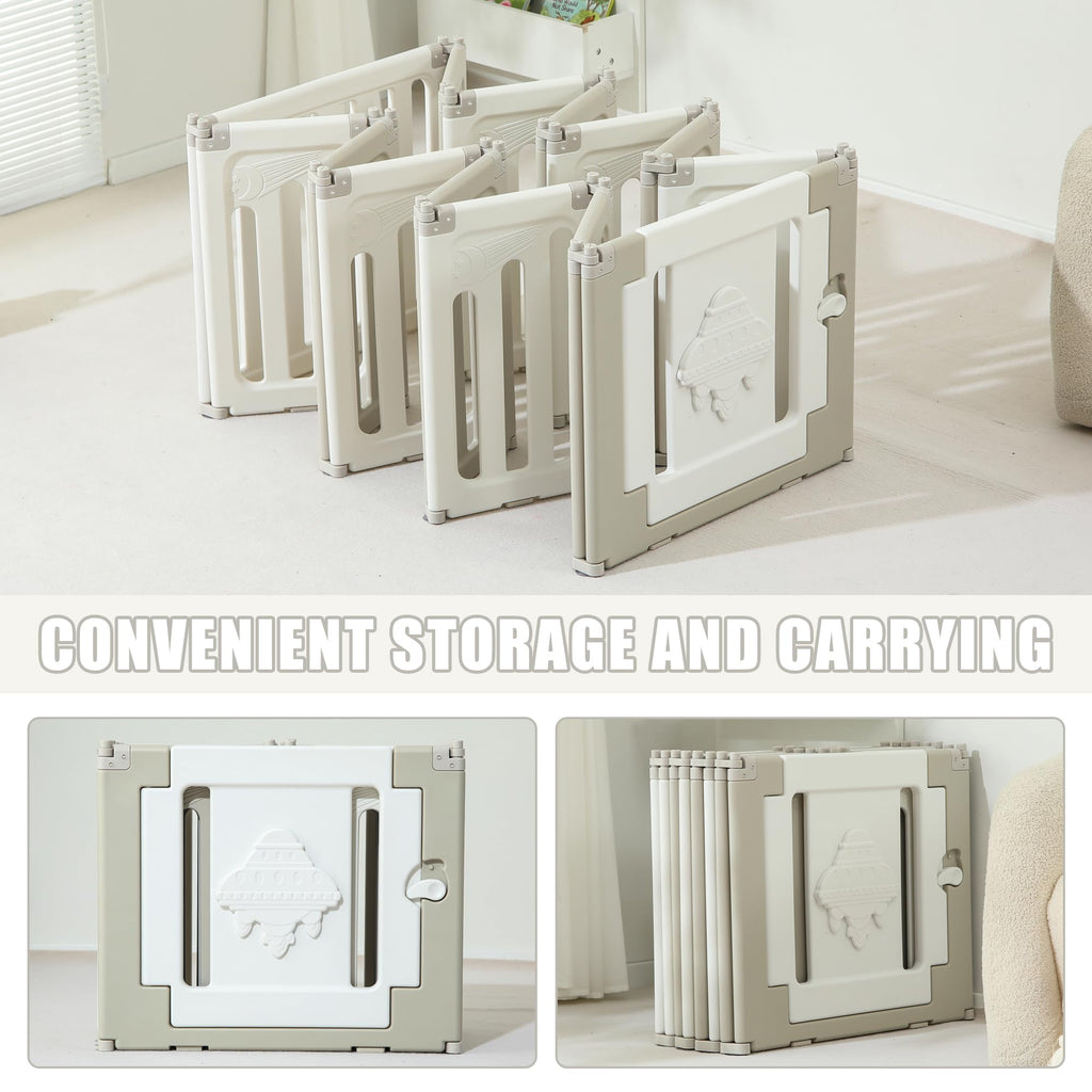 14 Panel Foldable Grey Baby Playpen X496