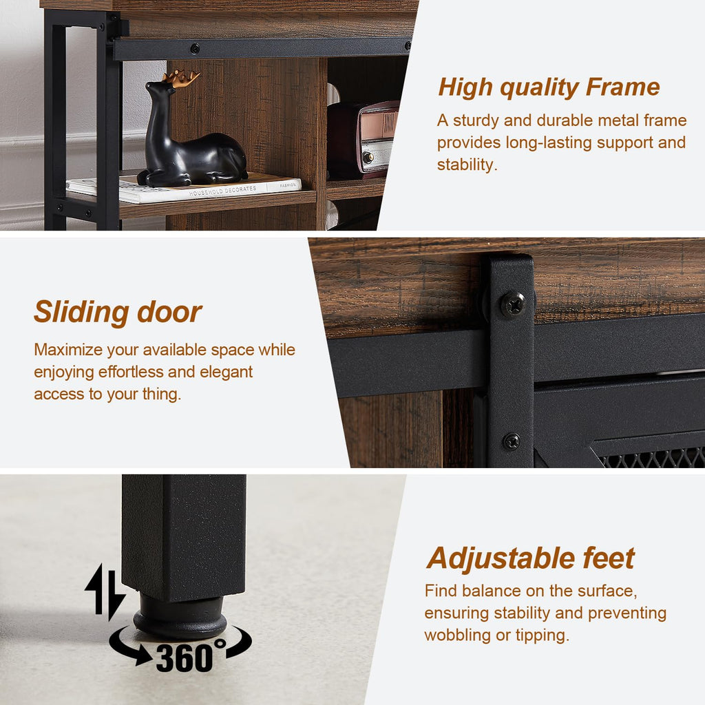 Brown Corner TV Stand with Storage M9665