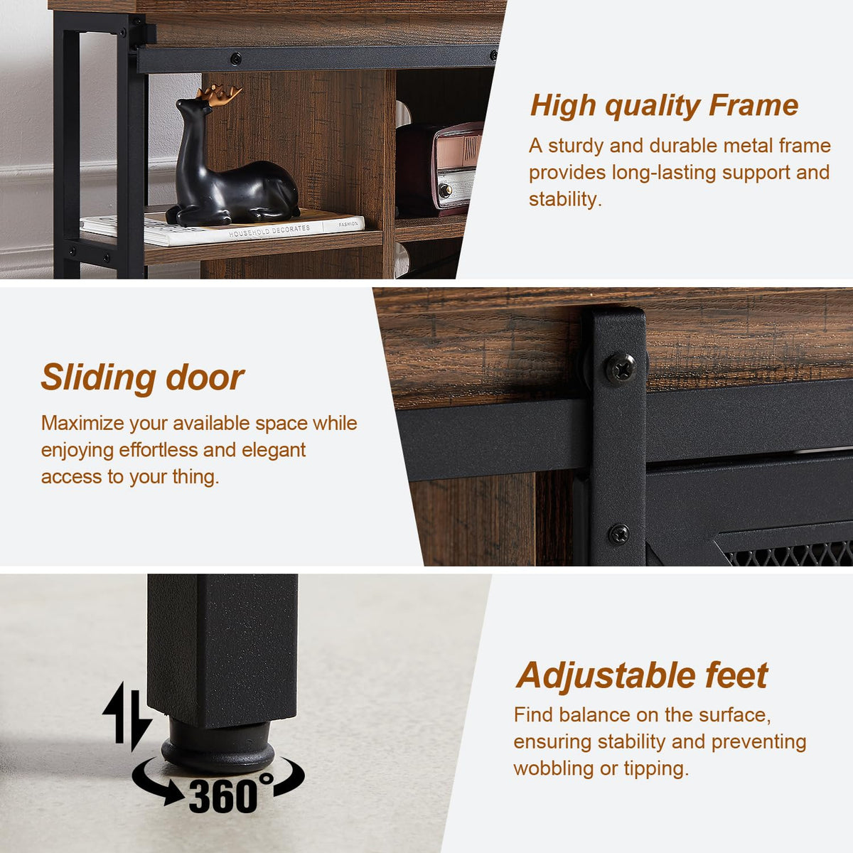 Brown Corner TV Stand with Storage M9665