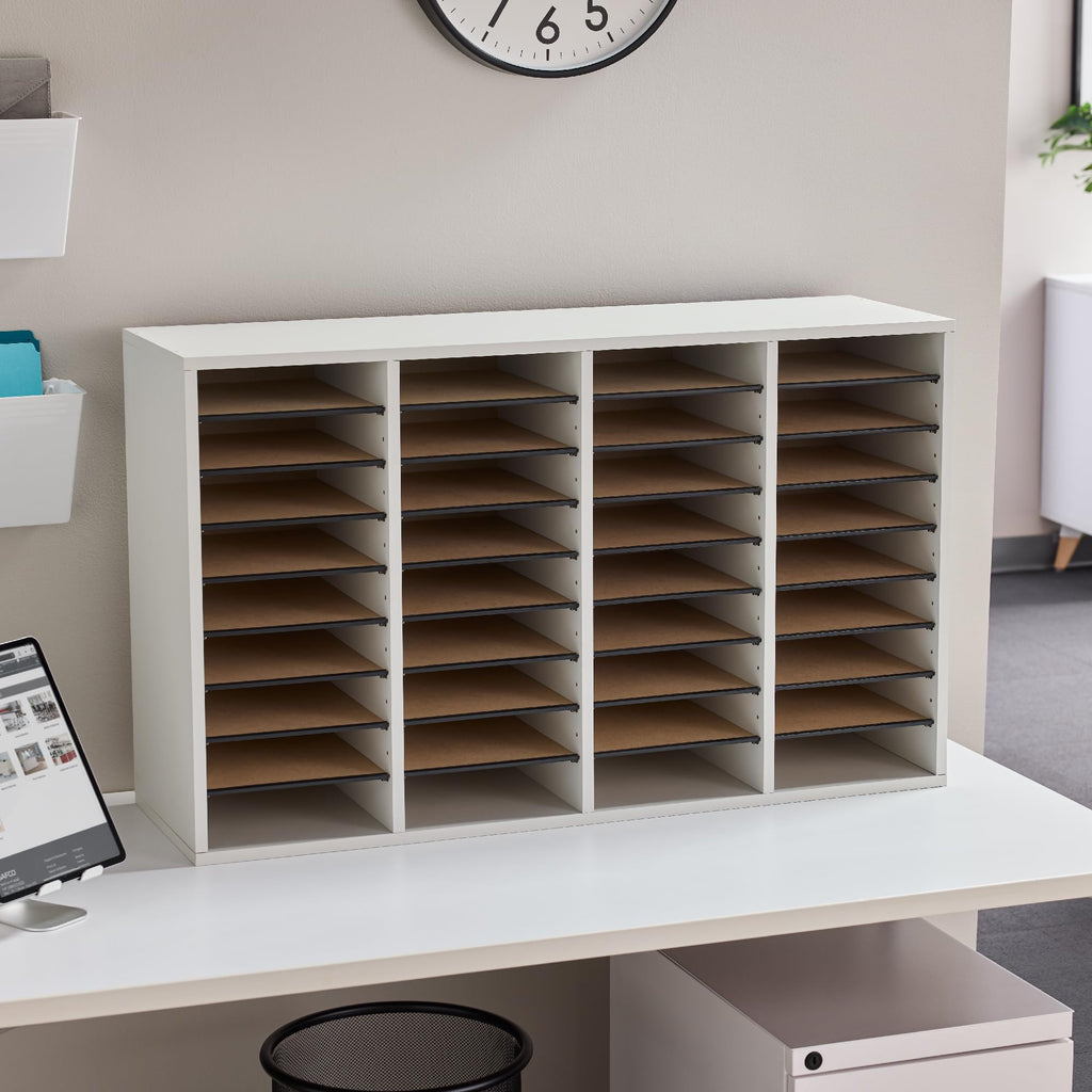 36 Compartments Wood Literature Organizer J69622