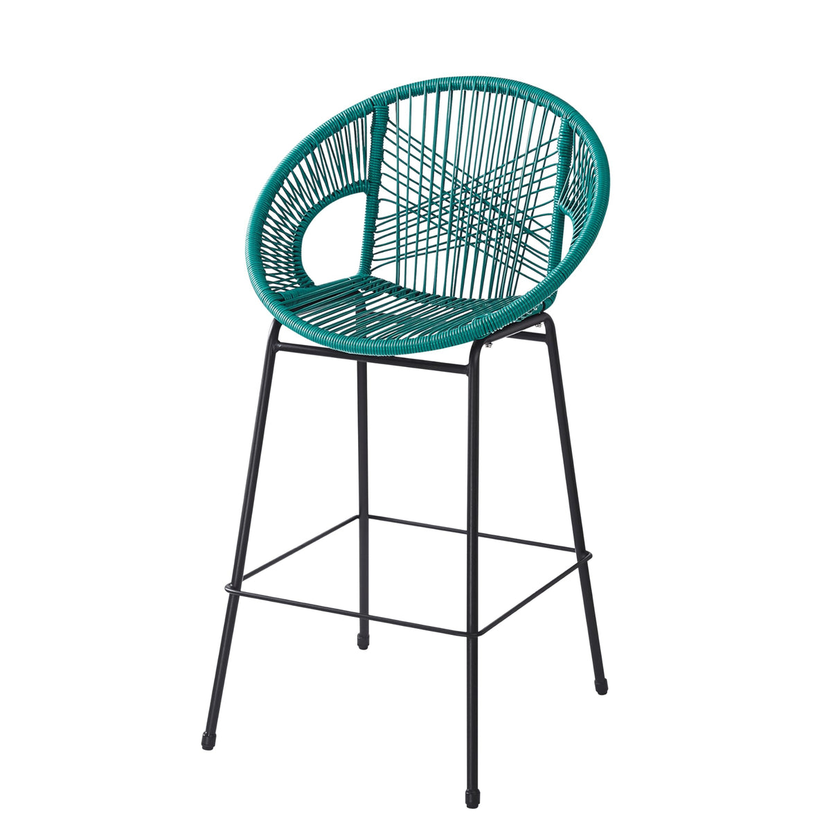 Teal Faux Wicker Outdoor Bar Stool, Set of 2 D325150