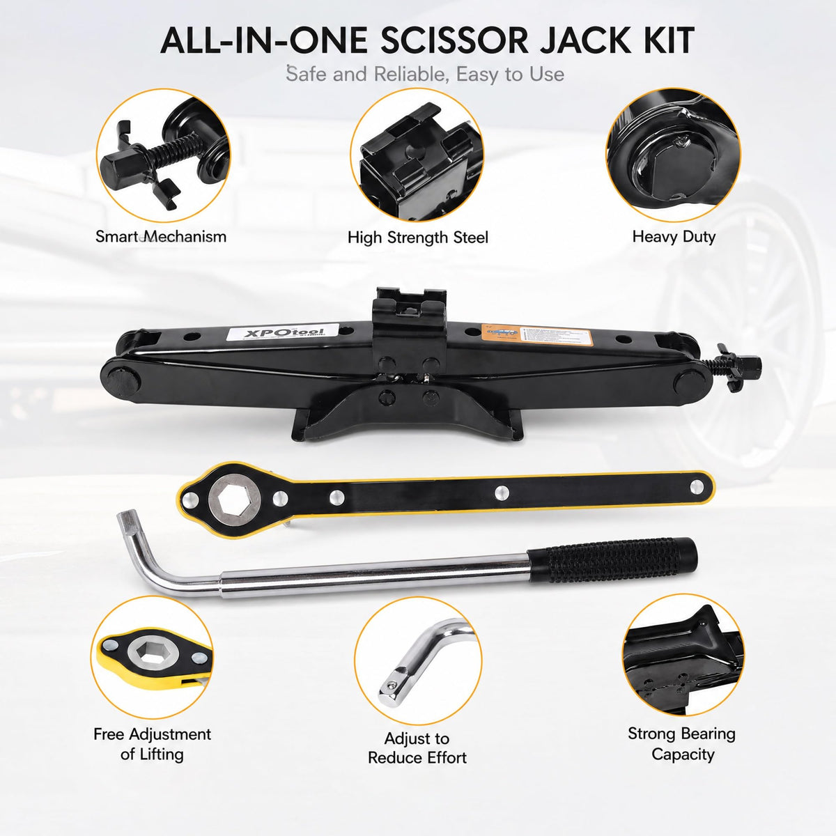 3 Ton Scissor Car Jack Kit with Wrench K6823