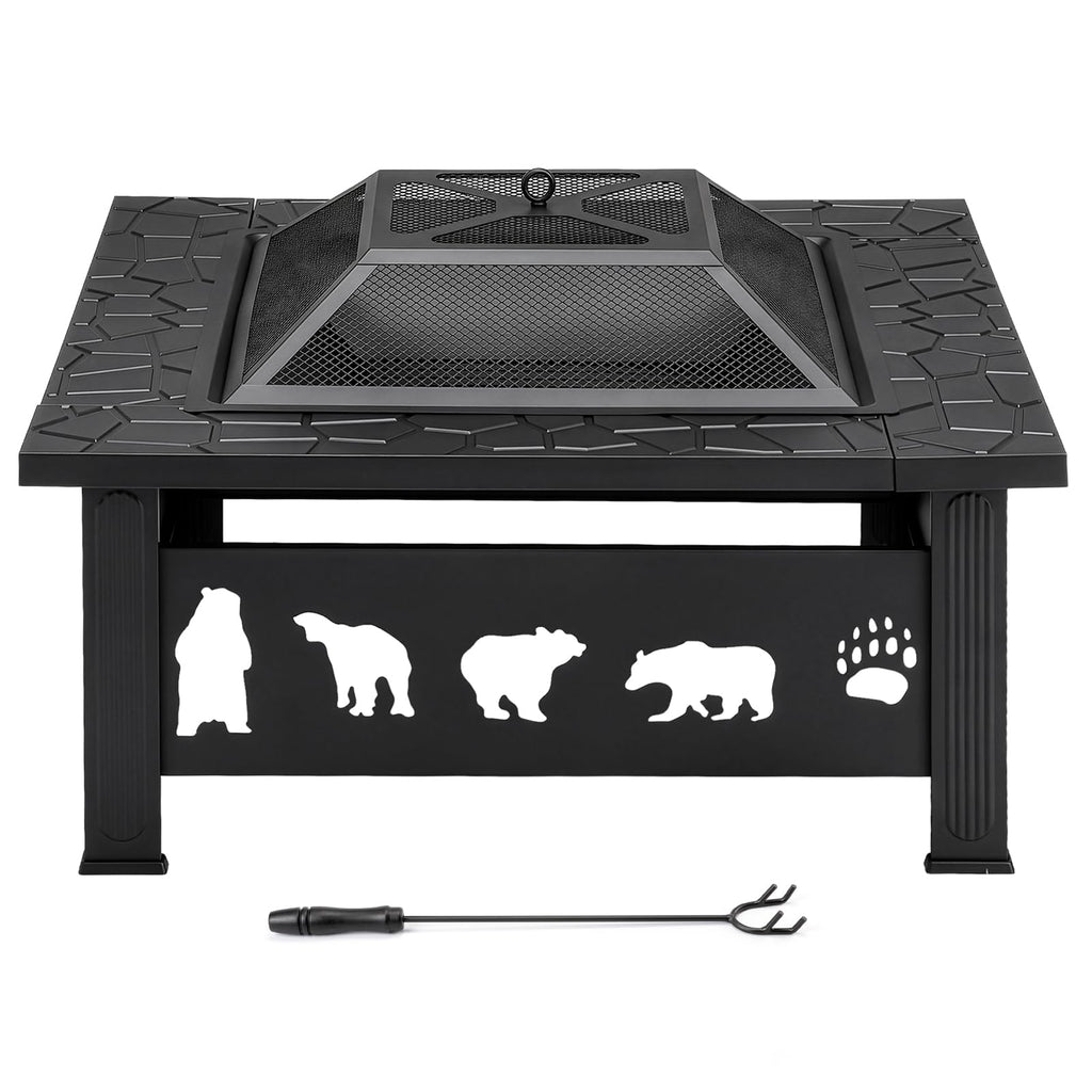 32 Inch Square Wood Burning Fire Pit Table T1745