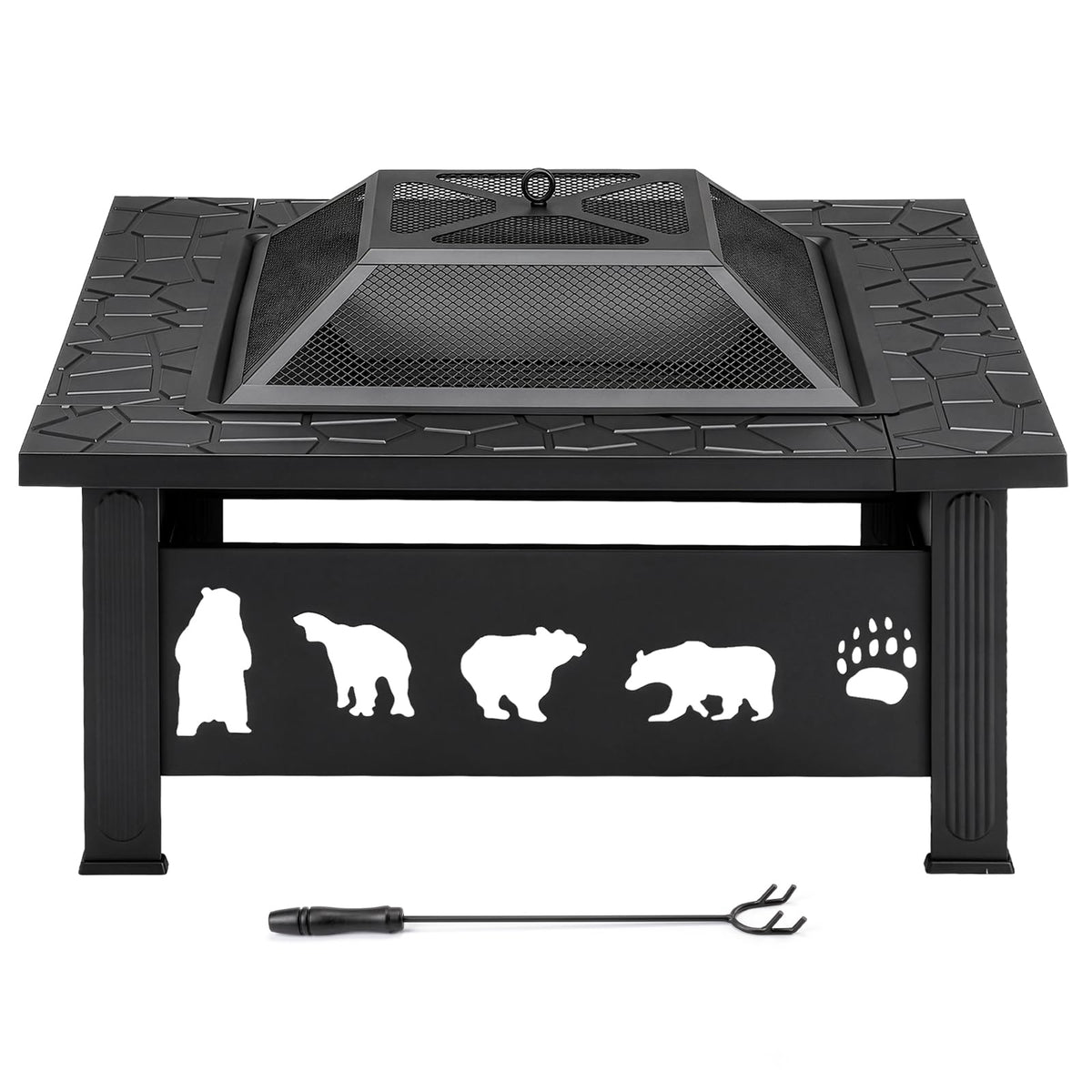 32 Inch Square Wood Burning Fire Pit Table T1745