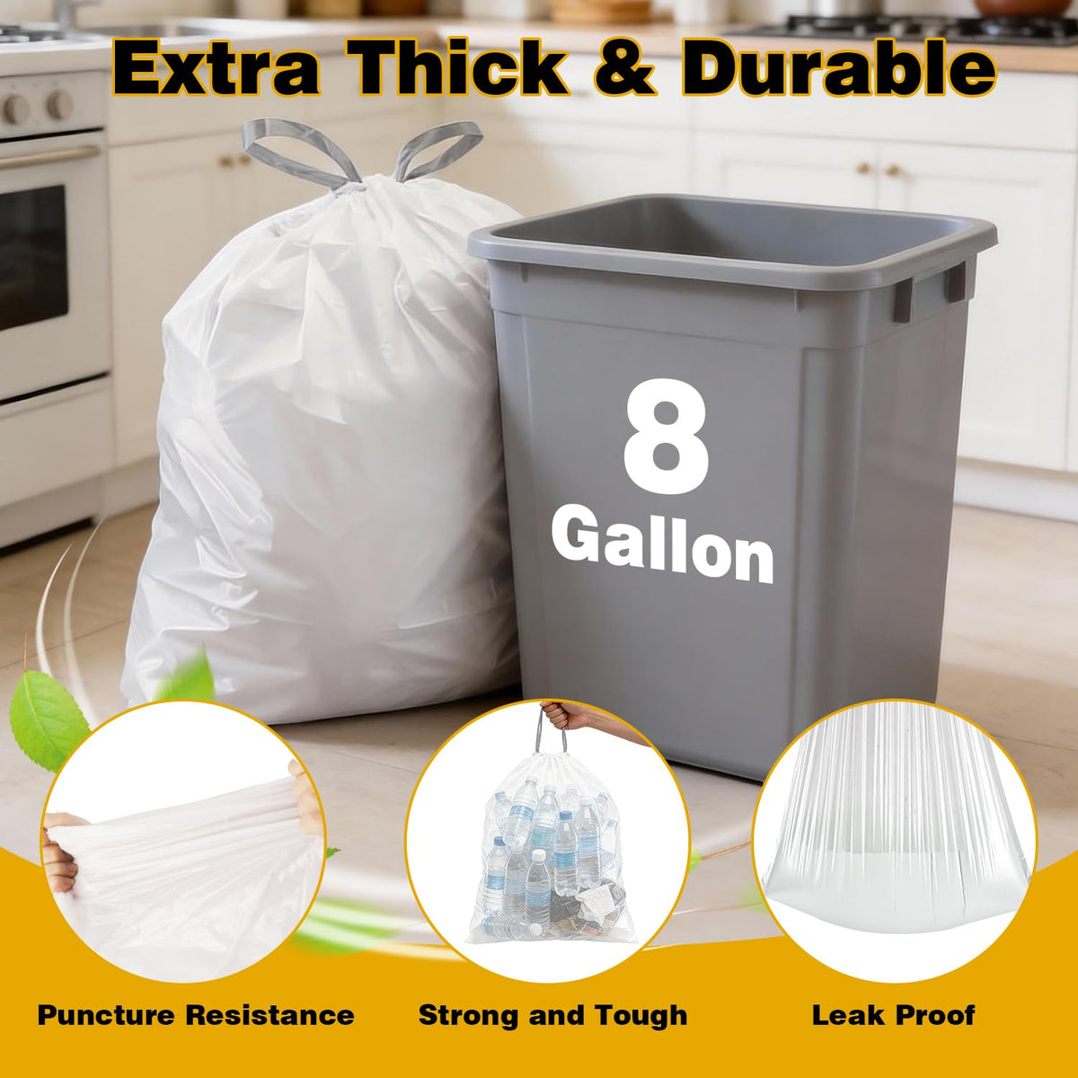 8 Gallon Drawstring Trash Bags D13968