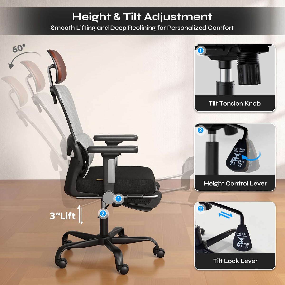 Ergonomic High Back Mesh Office Chair Y389514