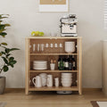 Light Oak Rattan Storage Cabinet with Adjustable Shelves P139