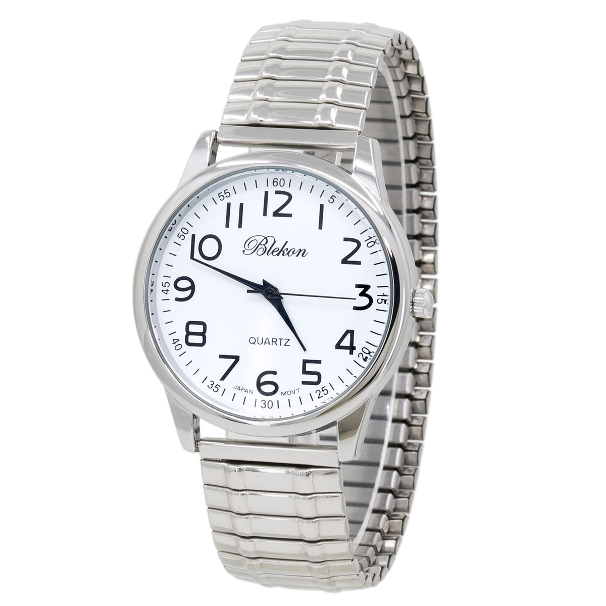 Large Face Easy to Read 40mm Japanese Quartz Stretch Band Watch I375