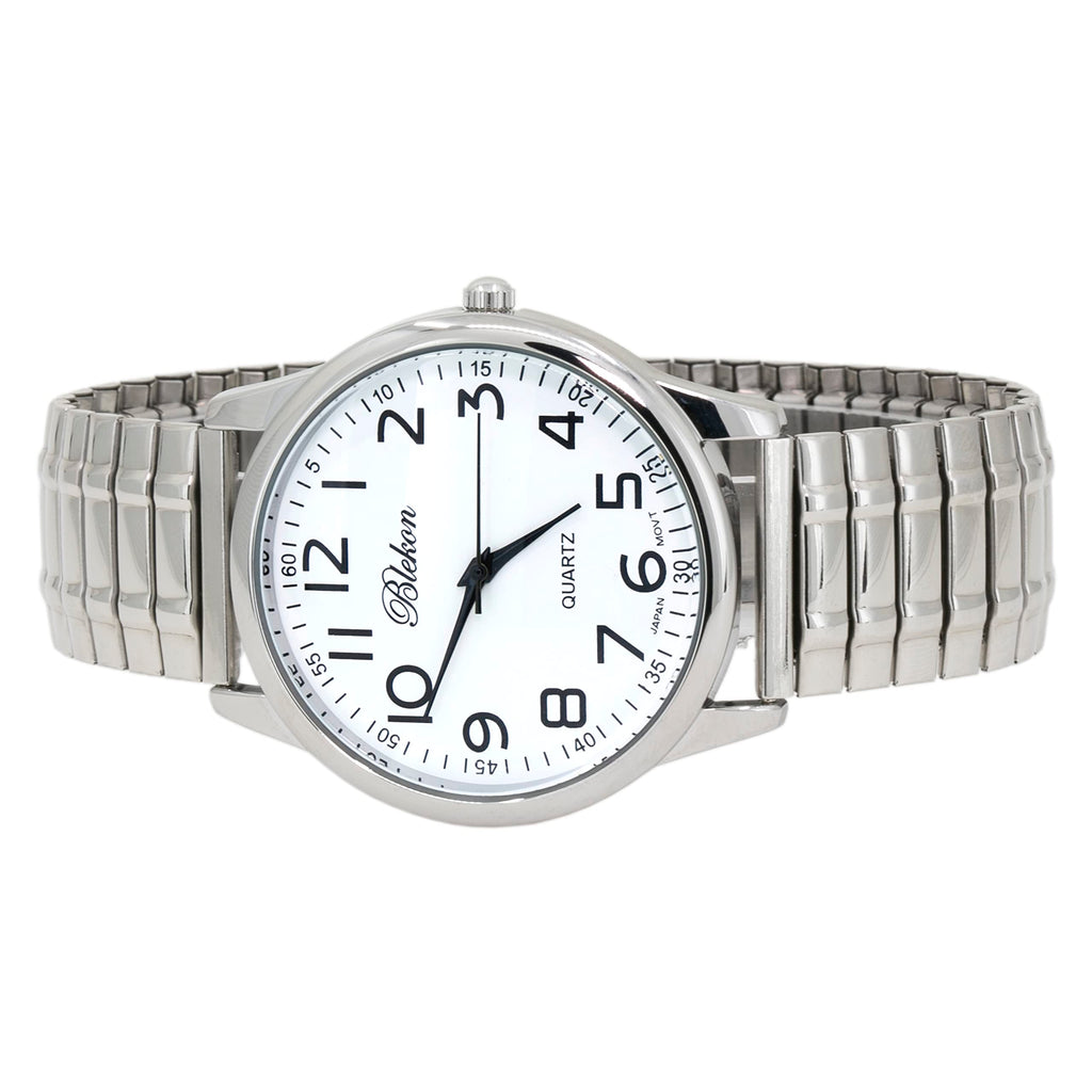 Large Face Easy to Read 40mm Japanese Quartz Stretch Band Watch I375