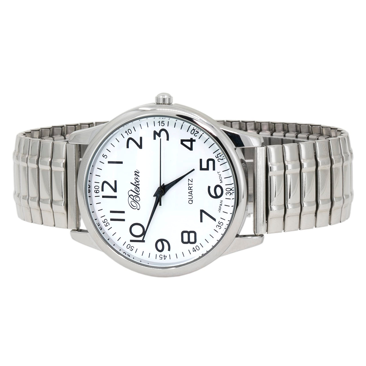 Large Face Easy to Read 40mm Japanese Quartz Stretch Band Watch I375
