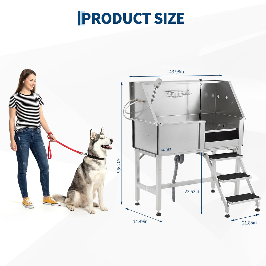 46 Inch Dog Washing Station with Walk-in Stair B593