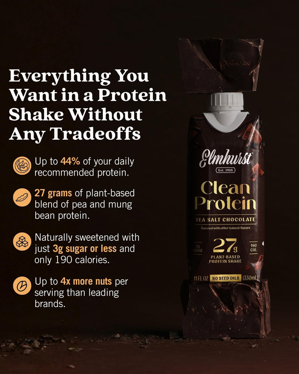Sea Salt Chocolate Vegan Protein Shakes 11 Ounce 12-Pack J2736