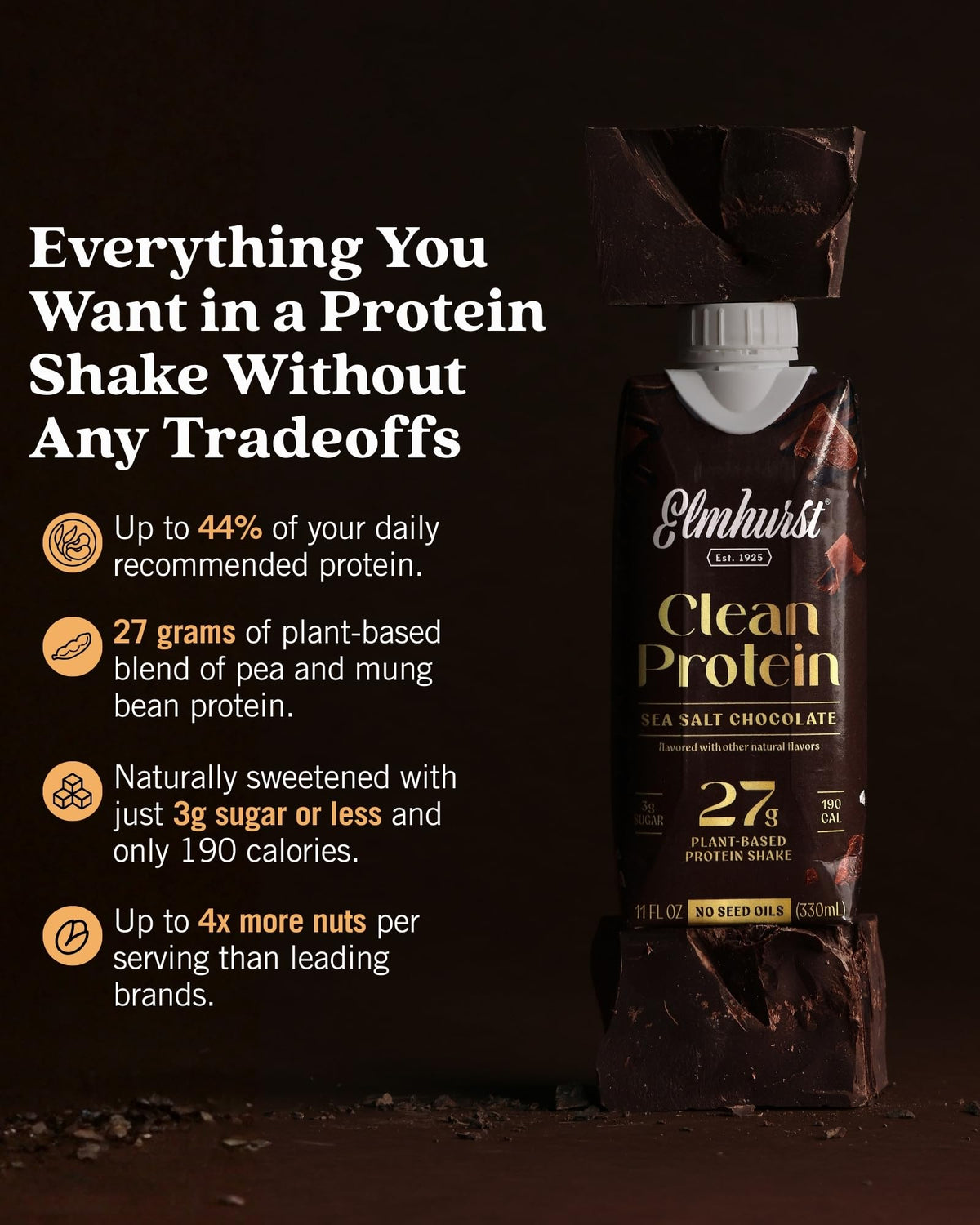 Sea Salt Chocolate Vegan Protein Shakes 11 Ounce 12-Pack J2736