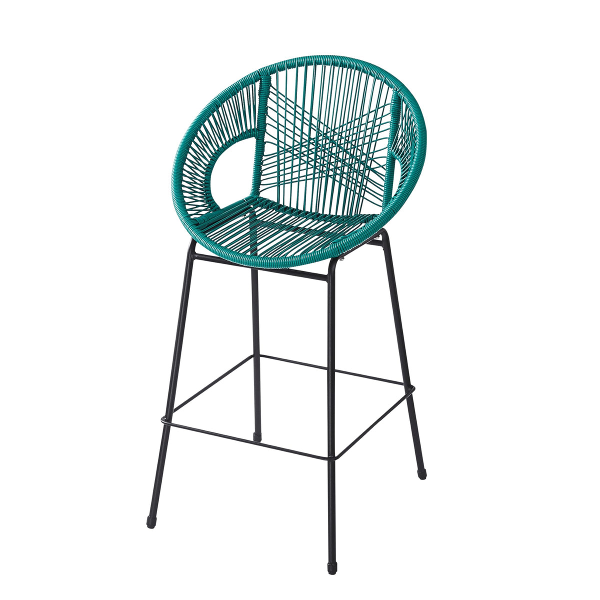 Teal Faux Wicker Outdoor Bar Stool, Set of 2 D325150